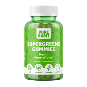 Purehabit Supergreens Gummies with greens blend for energy and overall wellness