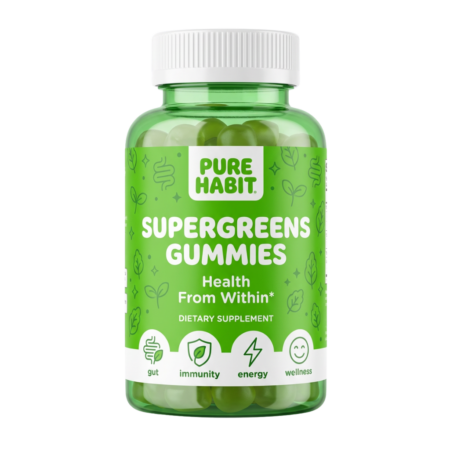 Purehabit Supergreens Gummies with greens blend for energy and overall wellness